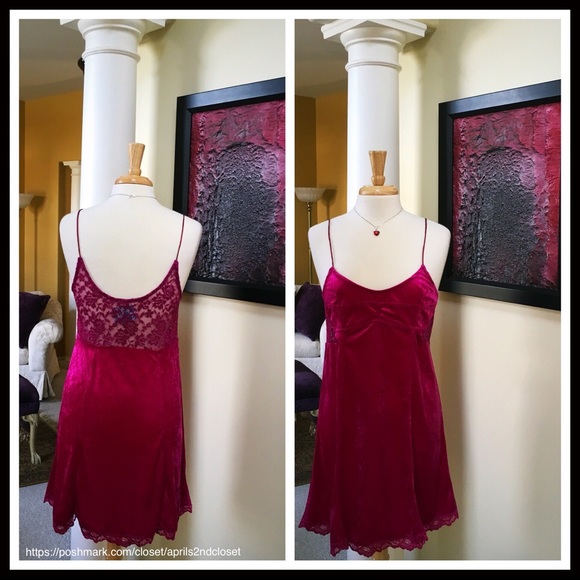 FREE PEOPLE LACE TRIM VELVET MINI SLIP DRESS - Picture 4 of 8